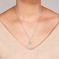 Womens 1 CT. Lab Grown White Diamond 10K Gold Round Pendant Necklace