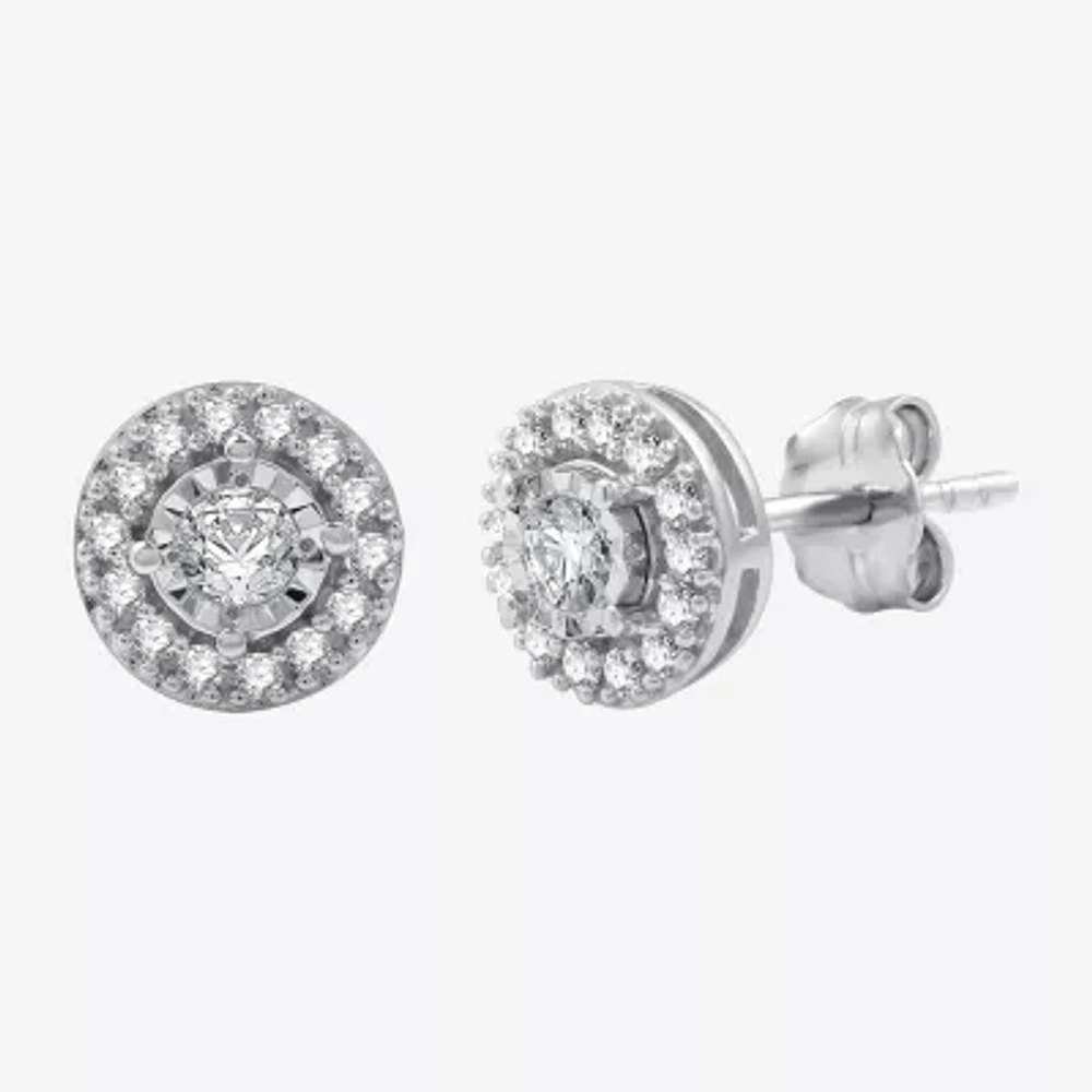 1/4 CT. T.W. Lab Grown White Diamond Sterling Silver 7.3mm Round Stud Earrings