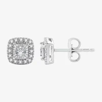 1/4 CT. T.W. Lab Grown White Diamond Sterling Silver 7.2mm Cushion Stud Earrings