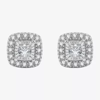 1/4 CT. T.W. Lab Grown White Diamond Sterling Silver 7.2mm Cushion Stud Earrings