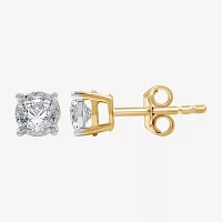 (G / Si1-Si2) 1/2 CT. T.W. Lab Grown White Diamond 14K Gold Over Silver 5.3mm Round Stud Earrings