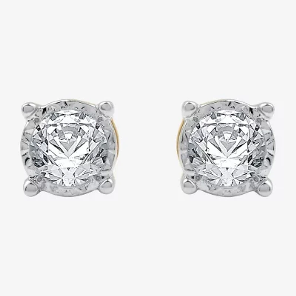 (G / Si1-Si2) 1/2 CT. T.W. Lab Grown White Diamond 14K Gold Over Silver Sterling Silver 5.3mm Round Stud Earrings