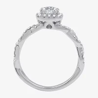 (G / Si1-Si2) Womens 1 CT. T.W. Lab Grown White Diamond 10K Gold Cushion Side Stone Halo Engagement Ring