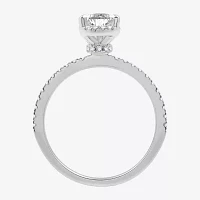 I Said Yes (G / Si1-Si2) Womens 1 CT. T.W. Lab Grown White Diamond Sterling Silver Pear Side Stone Halo Bridal Set
