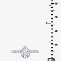 I Said Yes (G / Si1-Si2) Womens 1 CT. T.W. Lab Grown White Diamond Sterling Silver Pear Side Stone Halo Bridal Set