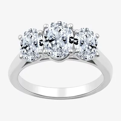 Love Lives Forever (G / Si1-Si2) Womens 2 CT. T.W. Lab Grown White Diamond 10K Gold Oval 3-Stone Engagement Ring