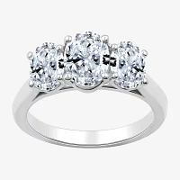 Love Lives Forever (G / Si1-Si2) Womens 2 CT. T.W. Lab Grown White Diamond 10K Gold Oval 3-Stone Engagement Ring