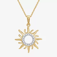 Womens 1/10 CT. T.W. Lab Grown White Diamond 14K Gold Over Silver Sterling Silver Sunburst Pendant Necklace