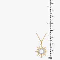 Womens 1/10 CT. T.W. Lab Grown White Diamond 14K Gold Over Silver Sterling Silver Sunburst Pendant Necklace