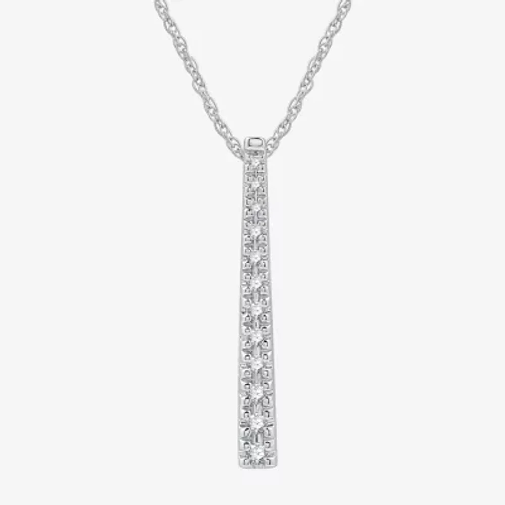 Womens 1/10 CT. T.W. Lab Grown White Diamond Sterling Silver Pendant Necklace