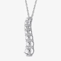 Womens 1 CT. T.W. Lab Grown White Diamond Sterling Silver Pendant Necklace