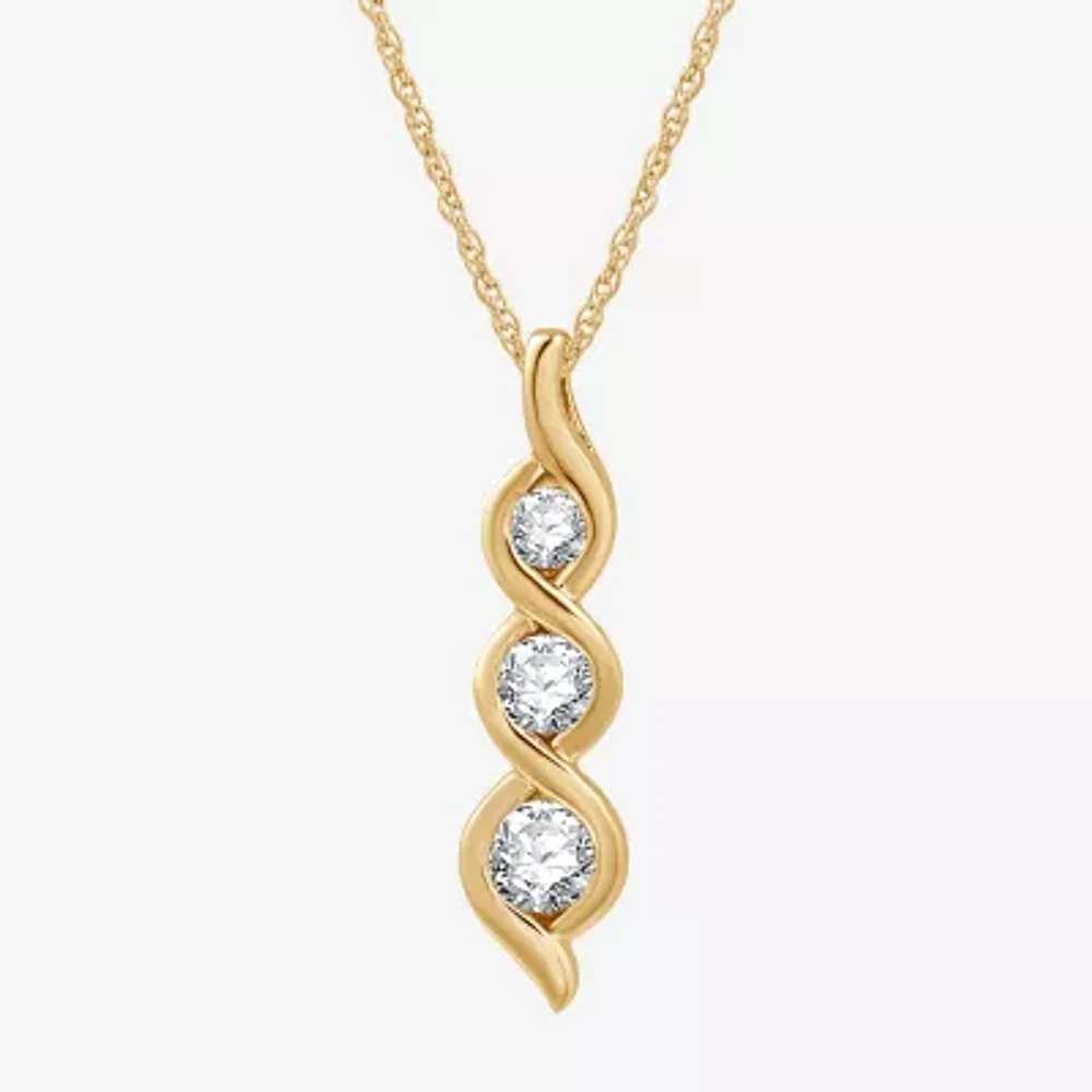 Womens 1/2 CT. T.W. Lab Grown White Diamond 14K Gold Over Silver Sterling Silver Pendant Necklace