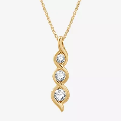 Womens 1/ CT. T.W. Lab Grown White Diamond 14K Gold Over Silver Sterling Silver Pendant Necklace