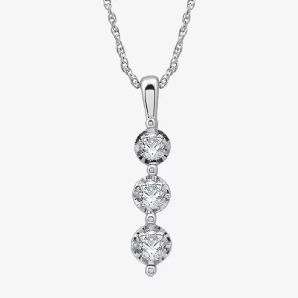 Womens 1/2 CT. T.W. Lab Grown White Diamond Sterling Silver Pendant Necklace