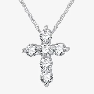 Womens / CT. T.W. Lab Grown White Diamond Sterling Silver Cross Pendant Necklace