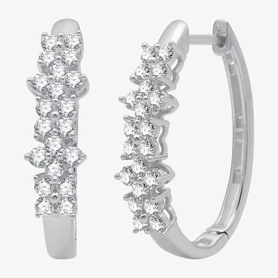 1 CT. T.W. Lab Grown White Diamond Sterling Silver 23.3mm Hoop Earrings