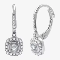 1/2 CT. T.W. Lab Grown White Diamond Sterling Silver 19mm Cushion Hoop Earrings