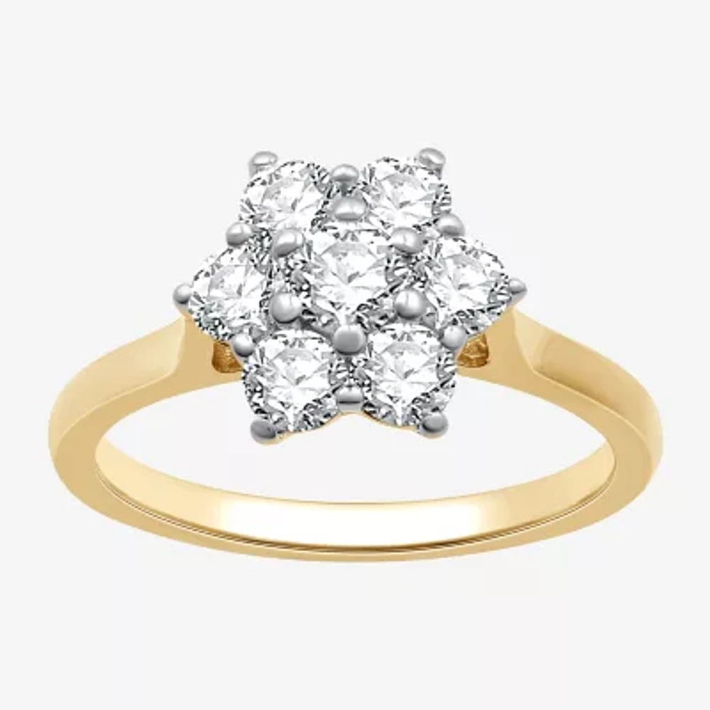 Womens 1 CT. T.W. Lab Grown White Diamond 14K Gold Over Silver Sterling Cocktail Ring