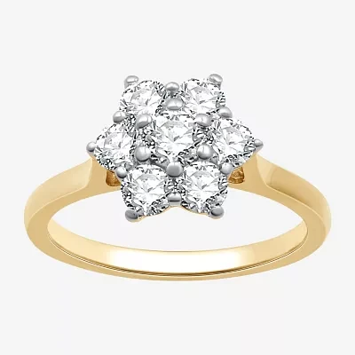 Womens 1 CT. T.W. Lab Grown White Diamond 14K Gold Over Silver Sterling Cocktail Ring