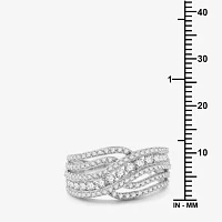 Womens 1 CT. T.W. Lab Grown White Diamond Sterling Silver Cocktail Ring