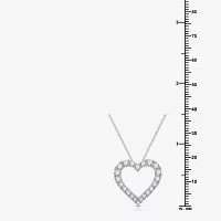 Womens 1 CT. T.W. Lab Grown White Diamond Sterling Silver Heart Pendant Necklace