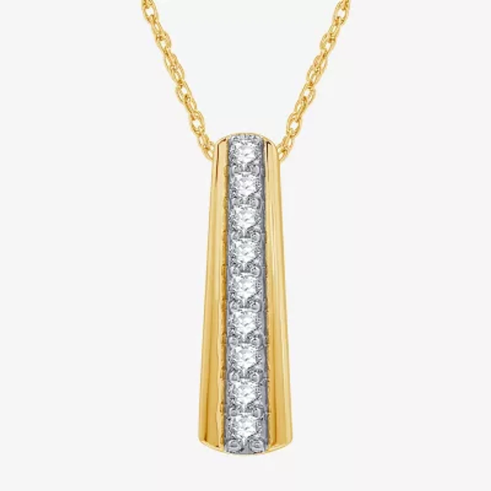 Womens 1/2 CT. T.W. Lab Grown White Diamond 14K Gold Over Silver Bar Pendant Necklaces