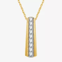 Womens 1/2 CT. T.W. Lab Grown White Diamond 14K Gold Over Silver Bar Pendant Necklaces