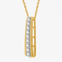 Womens 1/2 CT. T.W. Lab Grown White Diamond 14K Gold Over Silver Bar Pendant Necklaces