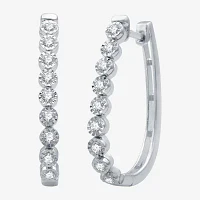 1/2 CT. T.W. Lab Grown White Diamond Sterling Silver 27.8mm Hoop Earrings