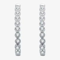 1/2 CT. T.W. Lab Grown White Diamond Sterling Silver 27.8mm Hoop Earrings