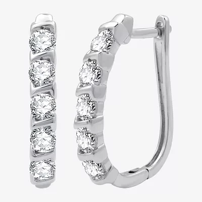 1 1/2 CT. T.W. Lab Grown White Diamond 14K Gold Over Silver Sterling Silver 23.8mm Hoop Earrings