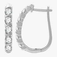 1 1/2 CT. T.W. Lab Grown White Diamond 14K Gold Over Silver Sterling Silver 23.8mm Hoop Earrings