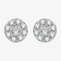 1 CT. T.W. Lab Grown White Diamond Sterling Silver 9.7mm Round Stud Earrings