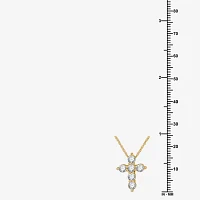 Womens 1/ CT. T.W. Lab Grown White Diamond 14K Gold Over Silver Sterling Silver Cross Pendant Necklace