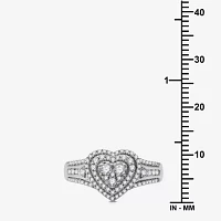 1/2 CT. T.W. Lab Grown White Diamond Sterling Silver Heart Side Stone Band