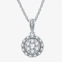 Womens 2-pc. 1 CT. T.W. Rope Lab Grown White Diamond Sterling Silver Round Pendant Necklace Set