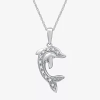 Dolphin Womens 1/10 CT. T.W. Lab Grown White Diamond Sterling Silver Pendant Necklace