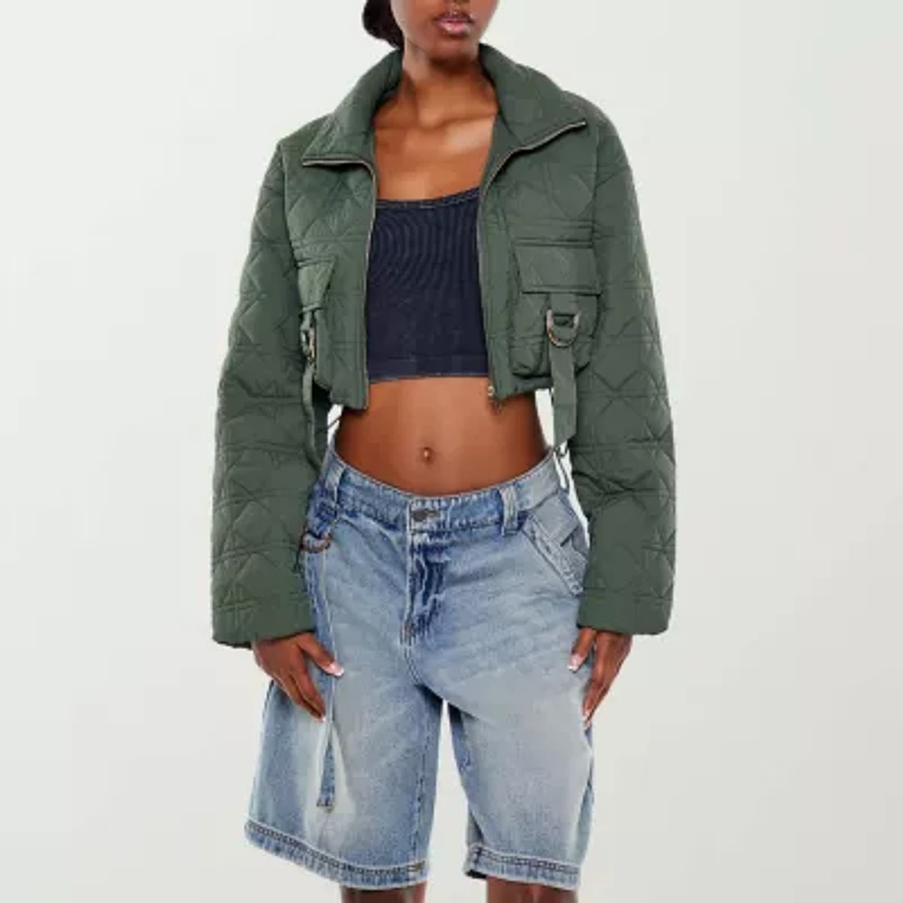 Forever 21 Cropped Quilted Lightweight Womens Juniors Bomber Jacket