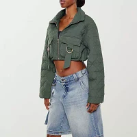 Forever 21 Cropped Quilted Lightweight Womens Juniors Bomber Jacket