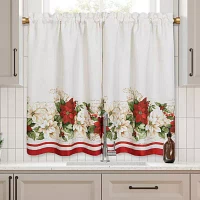 Elrene Home Fashions Red & White Poinsettias 3-pc. Rod Pocket Kitchen Curtain Window Set