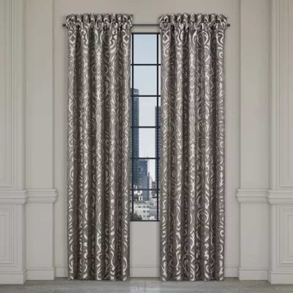 Queen Street Blythe Silver Room Darkening Rod Pocket Set of 2 Curtain Panel