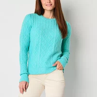 St. John's Bay Womens Crew Neck Long Sleeve Pullover Sweater