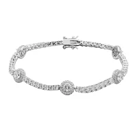 100 Facets by DiamonArt® Cubic Zirconia Line & Oval Disc Bracelet