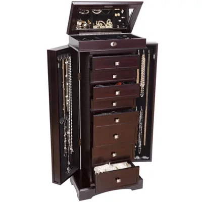 Mele and Co Olympia Walnut-Finsh Jewelry Armoire