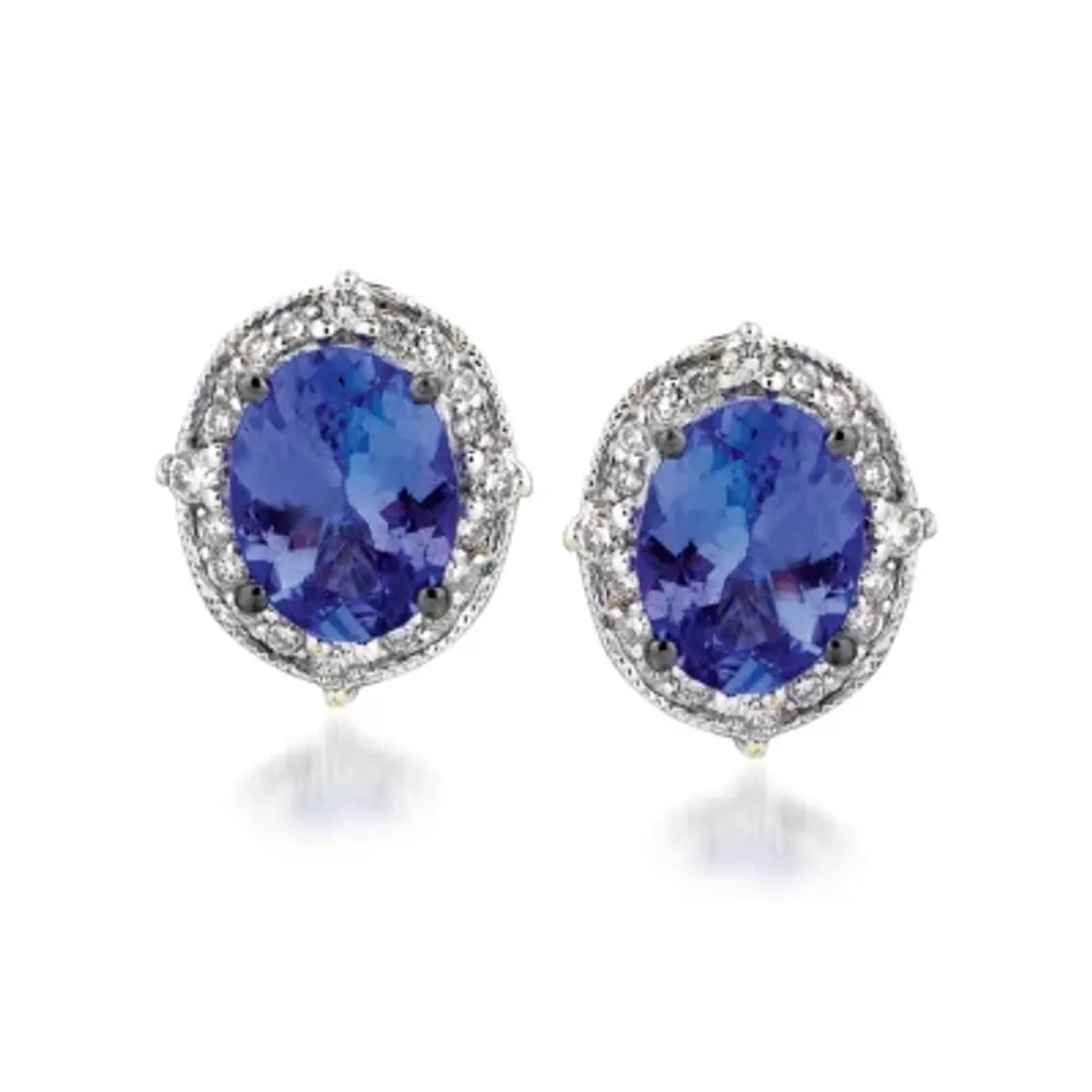 LIMITED QUANTITIES Le Vian Grand Sample Sale™ Blueberry Tanzanite®  & Vanilla Diamonds® Earrings set in 14K Vanilla Gold®