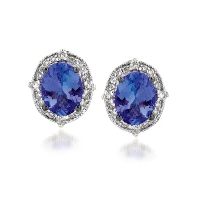 LIMITED QUANTITIES Le Vian Grand Sample Sale™ Blueberry Tanzanite®  & Vanilla Diamonds® Earrings set in 14K Vanilla Gold®