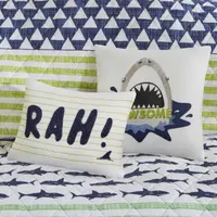 Urban Habitat Kids Aaron Shark Reversible 100% Cotton Quilt Set With Throw Pillows
