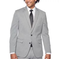 J.Ferrar 360 Stretch Light Gray Texture Mens Slim Fit Suit Jacket