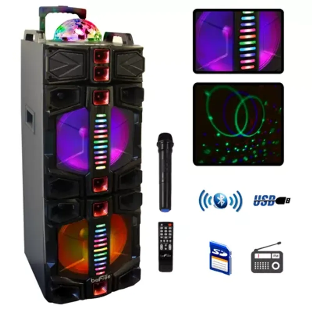 BeFree Sound Dual 12 Inch Subwoofer Bluetooth Portable Party Speaker
