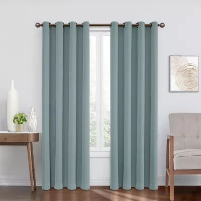 Eclipse Round And Pattern Grommet Top Blackout Single Curtain Panel